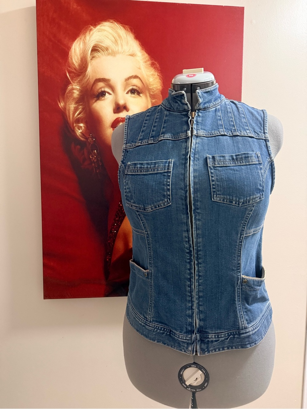 Christopher & Banks Blue Denim Zip-Front Vest